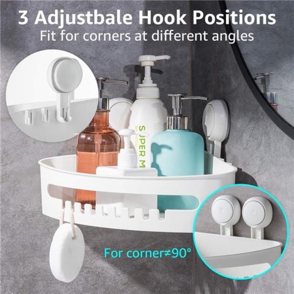Suction Cup Corner Shower Shelf-No Drilling,Removable Bath Shelf With Heavy Duty - Picture 3 of 7